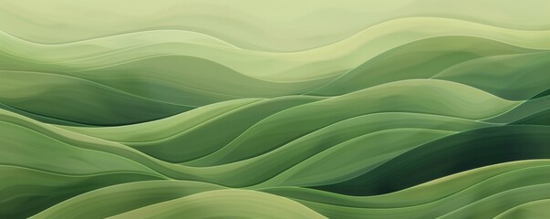 Wall Mural - abstract organic flowing green lines and waves smooth textured tones wallpaper background illustrati