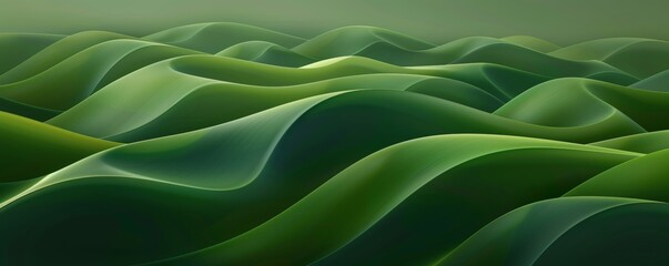 Wall Mural - abstract organic flowing green lines and waves smooth textured tones wallpaper background illustrati