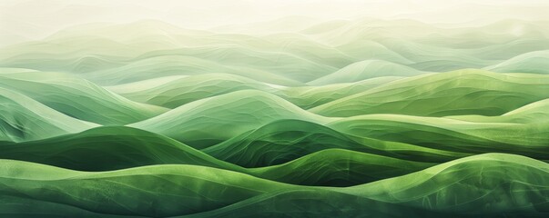 Wall Mural - abstract organic flowing green lines and waves smooth textured tones wallpaper background illustrati