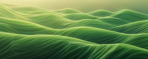 Wall Mural - abstract organic flowing green lines and waves smooth textured tones wallpaper background illustrati