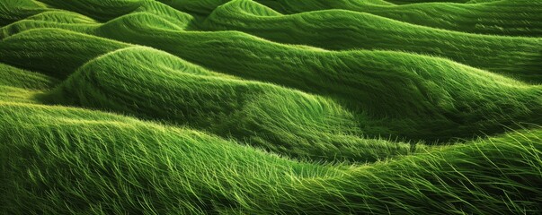 Wall Mural - abstract organic flowing green lines and waves smooth textured tones wallpaper background illustrati