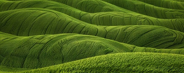 Wall Mural - abstract organic flowing green lines and waves smooth textured tones wallpaper background illustrati