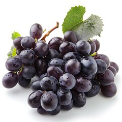 Bunch of grapes placed on a white background, featuring no shadow for a clean and clear presentation.