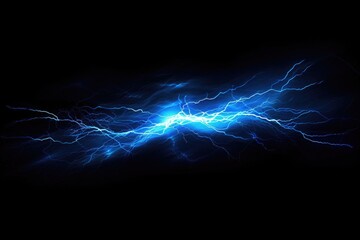 Wall Mural - a dark background with a bright blue lightning bolt flashing across it, creating a dramatic and atte