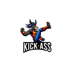 Wall Mural - Kickass Donkey Illustration logo Design Vector 