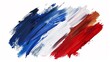 © Corri Seizinger - France background banner pattern template - Abstract oil acrylic brushstroke paint brush splash in the colors of french flag, isolated on white texture