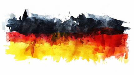 Germany background banner pattern template - Abstract watercolor brushstroke paint brush splash in the colors of german flag, isolated on white texture