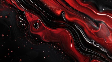 Wall Mural - Abstract deep red and black with metallic reflections and light specks festive background