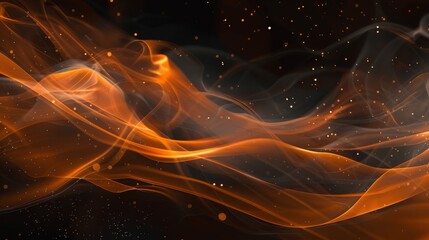 Gradient from orange to black with smoke-like textures and white specks background