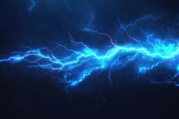 Wall Mural - a blue lightning bolt illuminates the dark sky, creating an dramatic and intense atmosphere