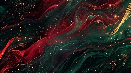Wall Mural - Marbled textures in red and green with gold veins and tiny light specks. background