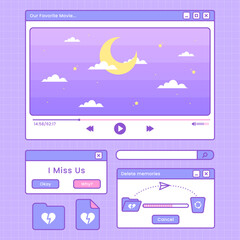 cute set of broken heart theme interface template vector design