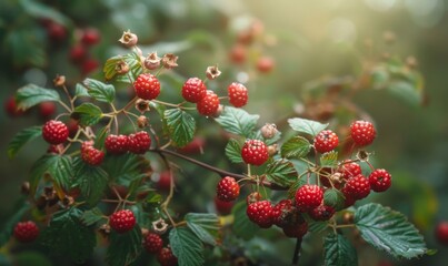 Wall Mural - Wild berries on a bush