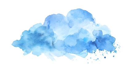 Wall Mural - Light Blue Watercolor Cloud Computing Icon Clipart with Technology Elements