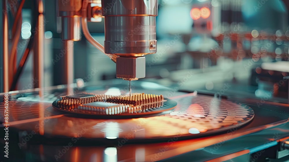 Semiconductor wafer being processed through various stages of ...