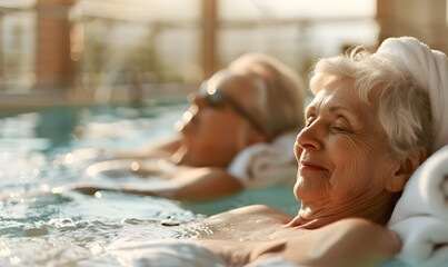 Wall Mural - Elderly doing holiday activities happily and having fun.