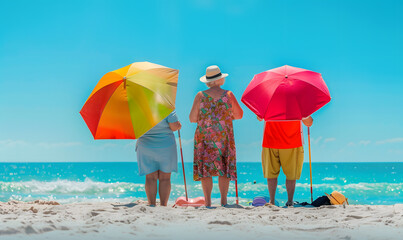 Wall Mural - Elderly doing holiday activities happily and having fun.