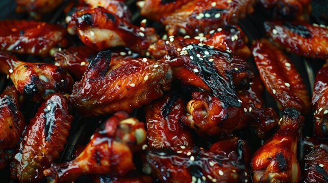 barbecue chicken wings with white sesame AI generated