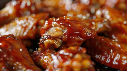 Wall Mural - barbecue chicken wings with white sesame AI generated