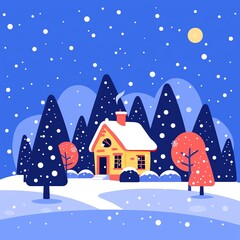 Winter wonderland flat design front view theme holiday animation vivid