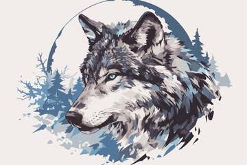 illustration of a wolf's face