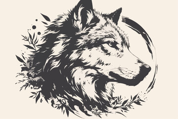 illustration of a wolf's face