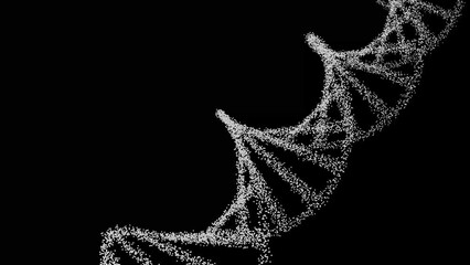  Conceptual animation of digital DNA. White on a black structure of the molecule 4k