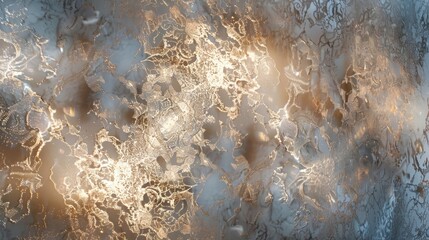 Wall Mural - Intricate lace patterns in metallic tones with sparkling highlights background