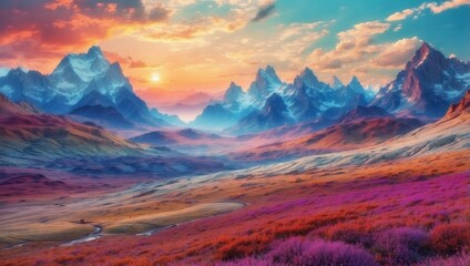 Wall Mural - sunrise in the mountains