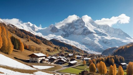 Canvas Print - swiss mountains landscape