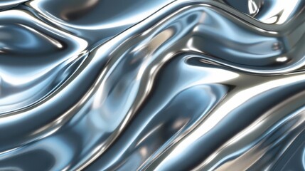 Wall Mural - futuristic chrome waves on abstract metallic background 3d render
