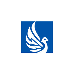 Wall Mural - Bird Media in Blue logo Design Vector 