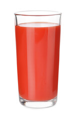 Wall Mural - Fresh tomato juice in glass isolated on white