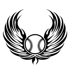 Poster - Baseball Flaming Wings