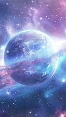 Wall Mural - alien world planet, deep space landscape with several moons