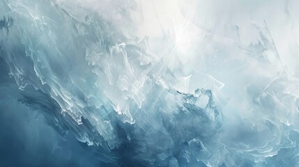 Wall Mural - Frosty cool-toned abstract with icy blues greys and white crystalline textures