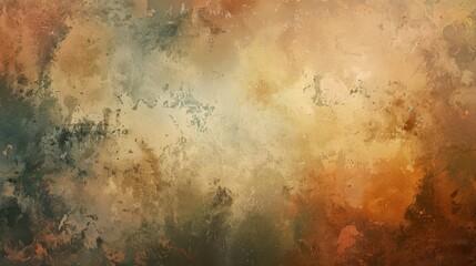 Wall Mural - Serene earth-toned with sand olive and rust textured gradients and natural motifs