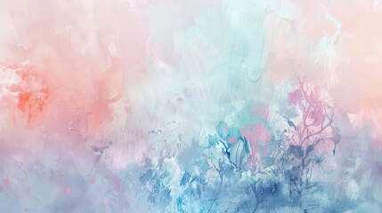 Pastel background in soft coral baby blue lavender with watercolor-like textures and light refractions