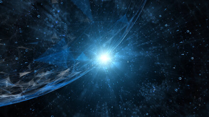 Wall Mural - binary numbers and network sphere with shiny star light. artistic artificial intelligence globe in d