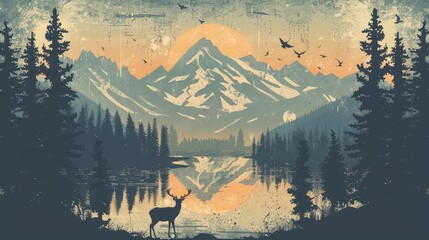 Wall Mural - deer in the forest