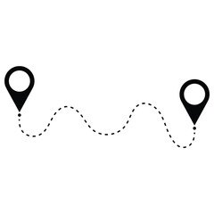 Cartoon map with pin pointers icon. Navigation or navigator, maps, road, direction arrow. Pins points mark. Pointer or point trekking route. track trace city, street map. Markers, map locator idea.