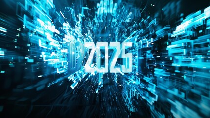 An abstract digital background with explosive, dynamic lines and the number 0425 in bold