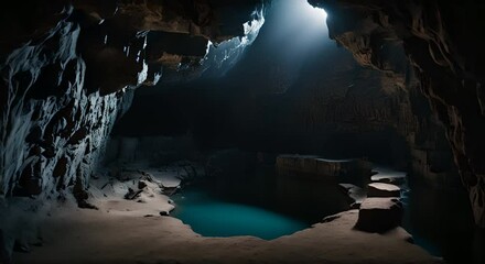 Sticker - Lake inside a cave.