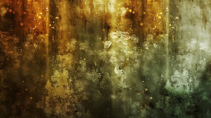 Wall Mural - Olive green and copper abstract with cascading liquid textures and light beams background