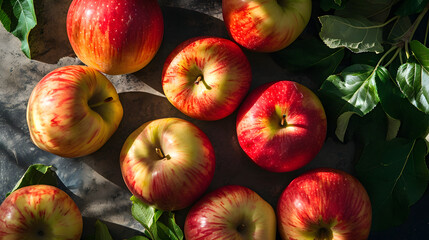 fresh apple top down view background poster 