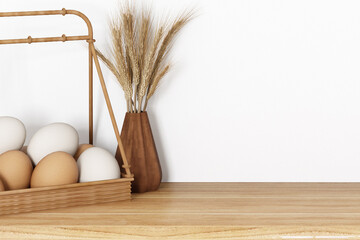 Wall Mural - eggs in a basket image for blogs, 3d render