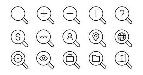 search icon vector set. magnifying glass symbol