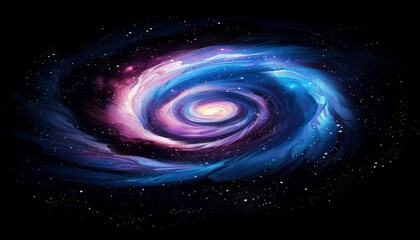 Wall Mural - a spiral galaxy with a blue center and pink and purple swirls by ai generated image