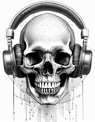 Poster - Un crâne écoute de la musique