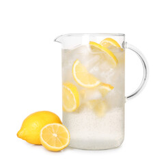 Canvas Print - Freshly made lemonade in jug isolated on white
